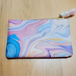 NWOT Ipsy Makeup Pouch Colorful Marble Pattern 7x5"